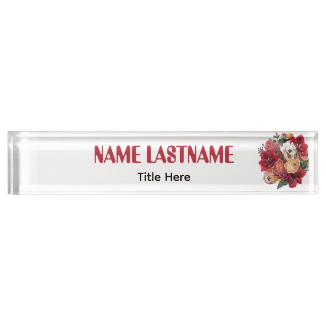 Elegant flower custom name namensplakette (Vorderseite)