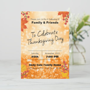 Élégant Flower Editable Thankgiving Invitation