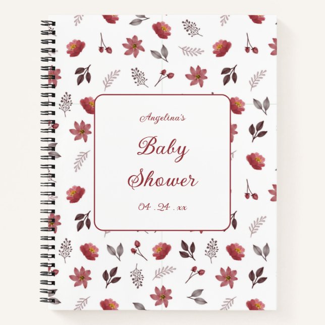 Elegant Flowers Baby Shower Gift List Notebook Notizbuch (Vorderseite)