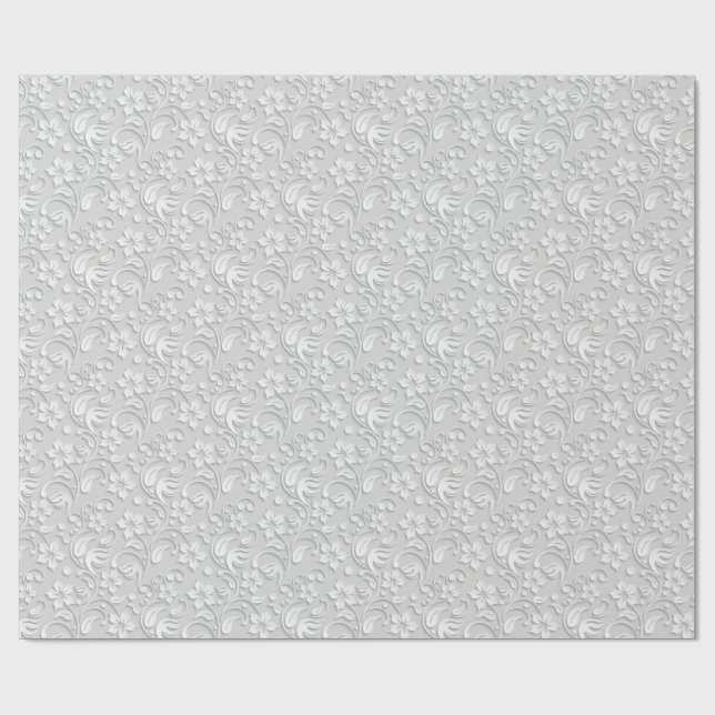 Elegant flowers light grey wrapping paper roll geschenkpapier (Flach)