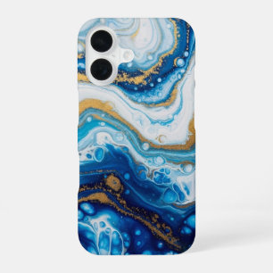 Elegant Fluid Art iPhone 16 Fall - Abstrakt Blue Hülle
