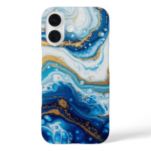 Elegant Fluid Art iPhone 16 Fall - Abstrakt Blue