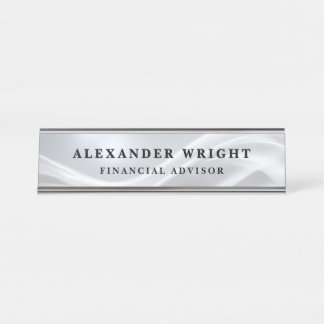 Elegant Fluid Silver Financial Advisor Schreibtischnamensplakette