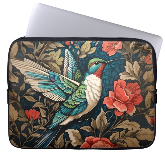 Elegant Flying Hummingbird William Morris Inspirie Laptopschutzhülle (Vorderseite)