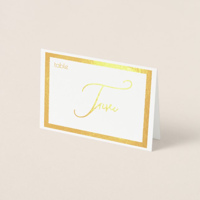 Elegant Foil Wedding Table Number Tent - FIVE Folienkarte (Vorderseite)