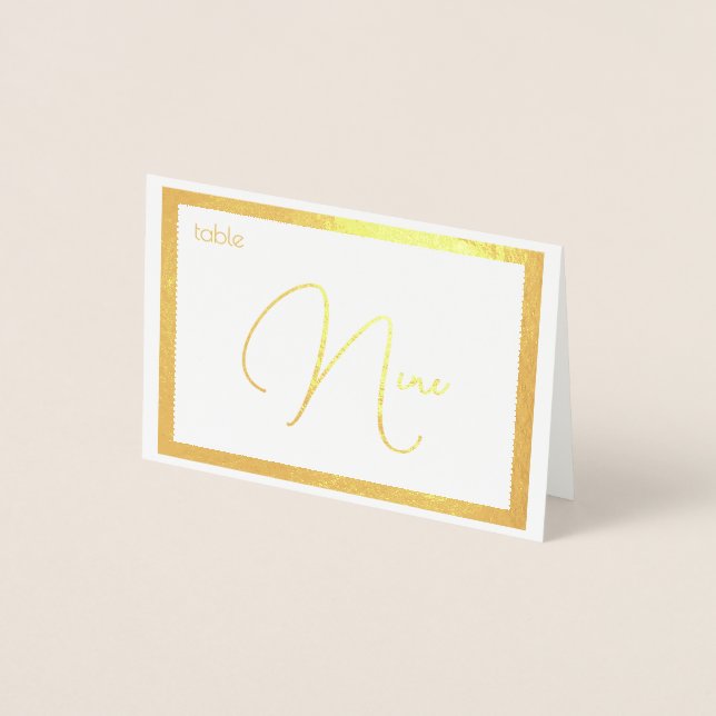 Elegant Foil Wedding Table Number Tent - NINE Folienkarte (Vorderseite)