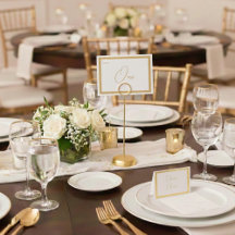 Elegant Foil Wedding Table Number Tent - ONE