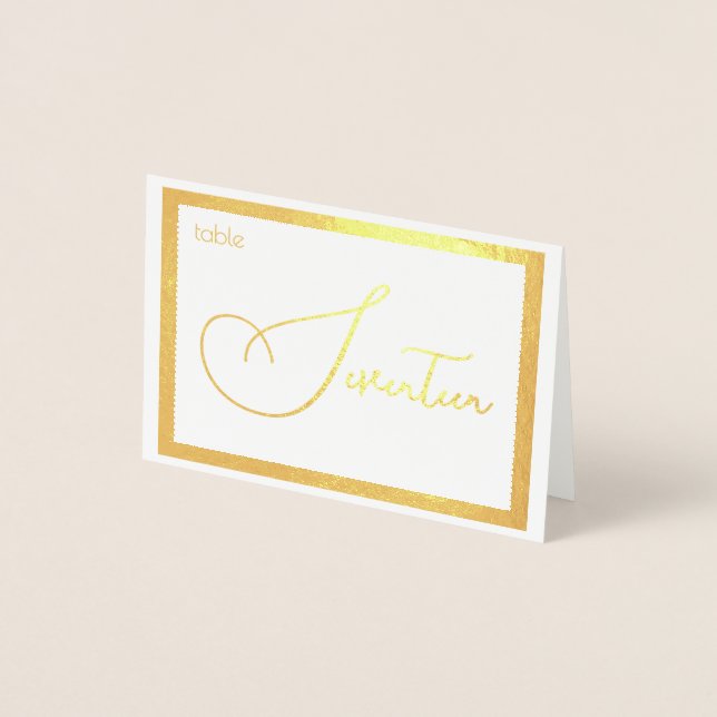 Elegant Foil Wedding Table Number Tent - SEVENTEEN Folienkarte (Vorderseite)