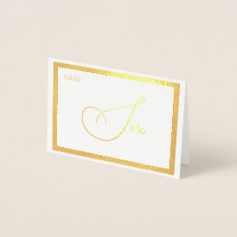 Elegant Foil Wedding Table Number Tent - SIX Folienkarte