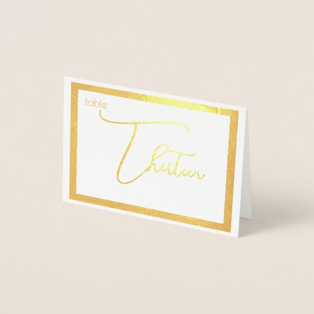 Elegant Foil Wedding Table Number Tent - THIRTEEN Folienkarte (Vorderseite)