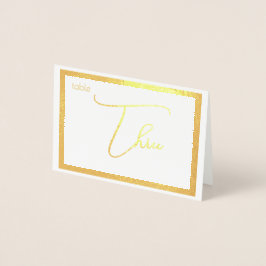 Elegant Foil Wedding Table Number Tent - THREE Folienkarte