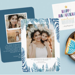 Elegant Foliage | Hanukkah Foto Collage Card Einladung