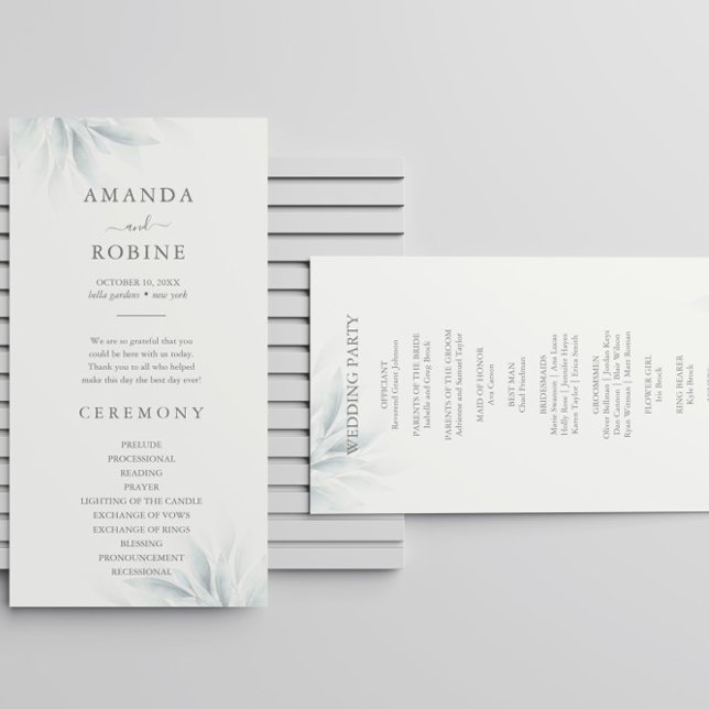 Élégant Foliage Programme de mariage moderne (Créateur téléchargé)