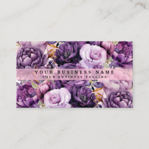Elégant foncé violet foncé Fleurs Cartes de visite