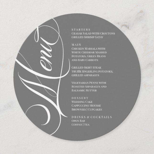 Elegant font modern Menu  Menükarte (Vorderseite)