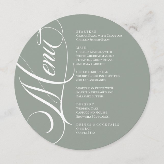 Elegant font modern Menu  Menükarte (Vorderseite)