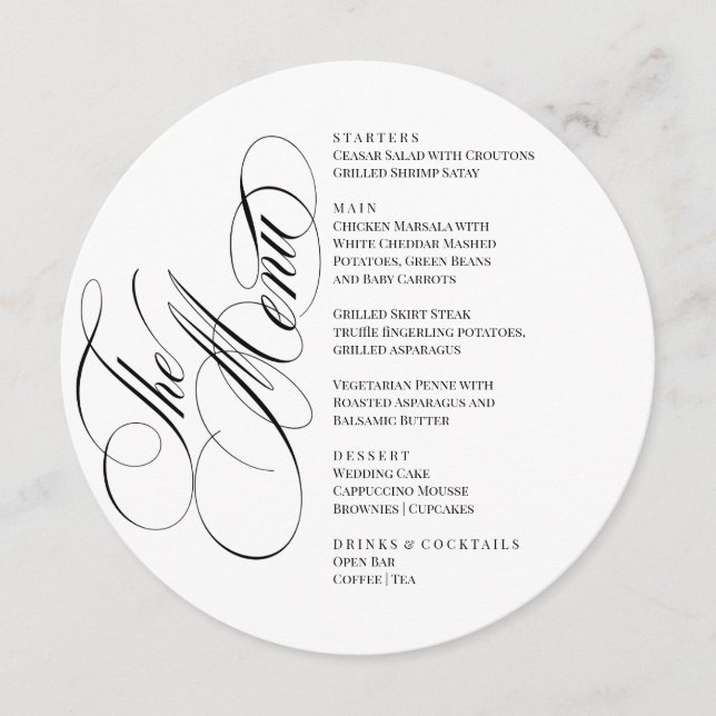 Elegant font modern Menu  Menükarte (Vorderseite)
