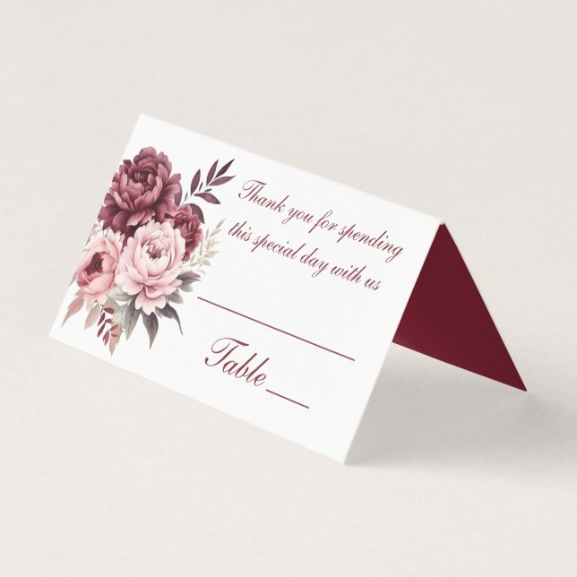Elegant Foral Watercolor Peonies Burgundy Wedding (Vorderseite)