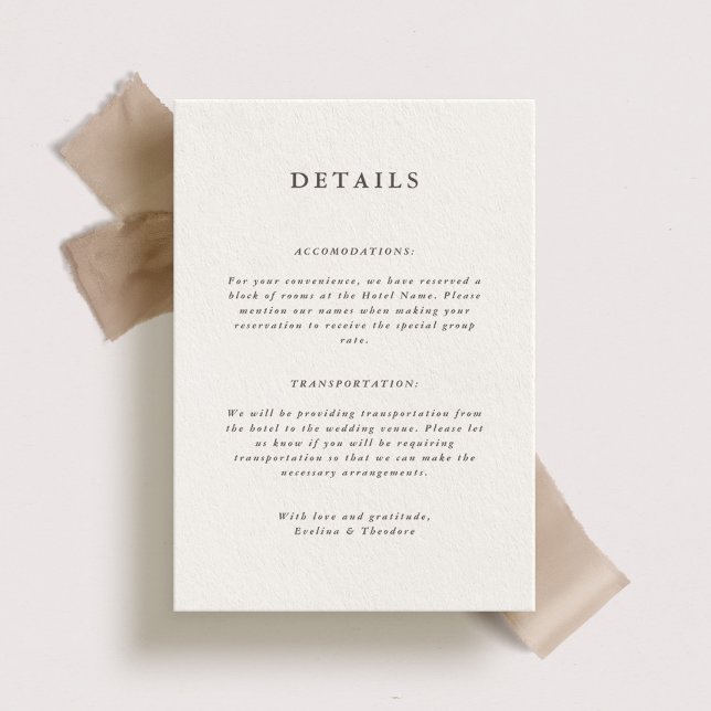 Elegant Forest Brown Mariage Détails Carte (Créateur téléchargé)