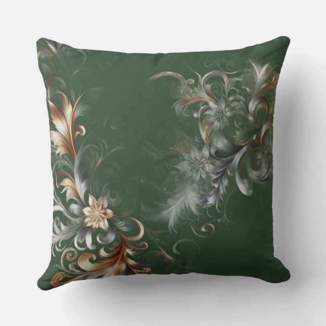  Elegant Forest Green and Gold Kissen (Rückseite)