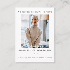 Elegant Forever in unserer Hearts Funeral Gebet Ca Visitenkarte