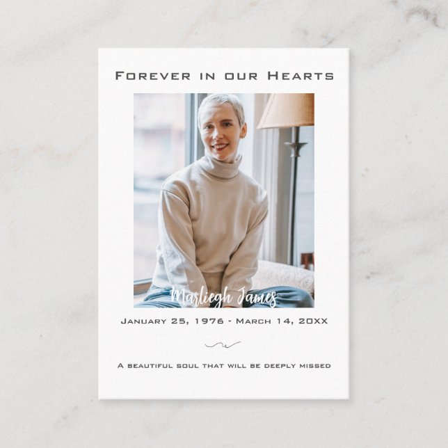 Elegant Forever in unserer Hearts Funeral Gebet Ca Visitenkarte (Vorderseite)
