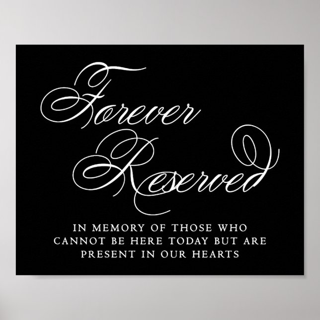 Elegant Forever reserviert White Script | Memorial Poster (Vorne)