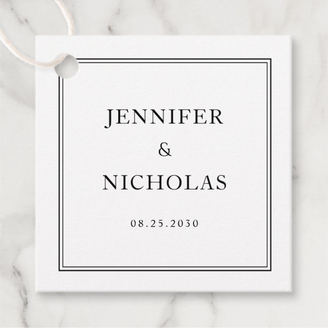 Elegant Formal Black And White Wedding Geschenkanhänger (Vorderseite)