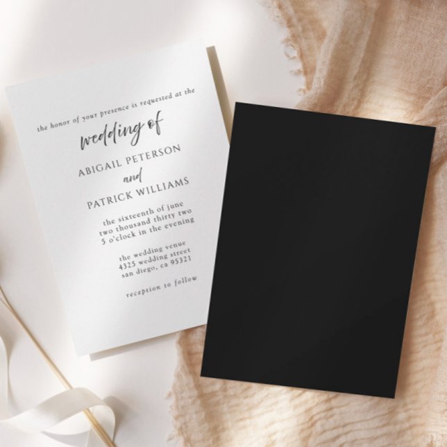 Elegant Formal Black & White Wedding Invitation  Einladung (Von Creator hochgeladen)