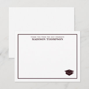 Elegant Formal Burgundy Script Graduation Cap Mitteilungskarte