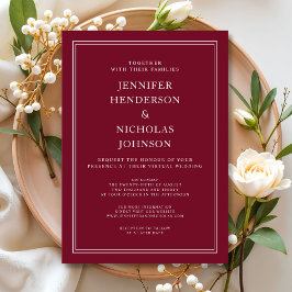 Elegant Formal Burgundy Virtual Wedding Einladung