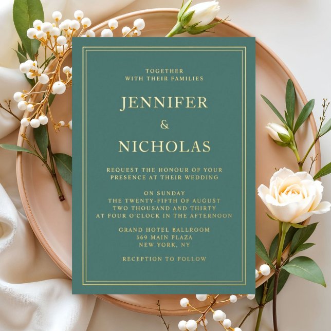 Elegant Formal Emerald Green Wedding Folieneinladung (Elegant Formal Emerald Green Wedding Foil Invitation)