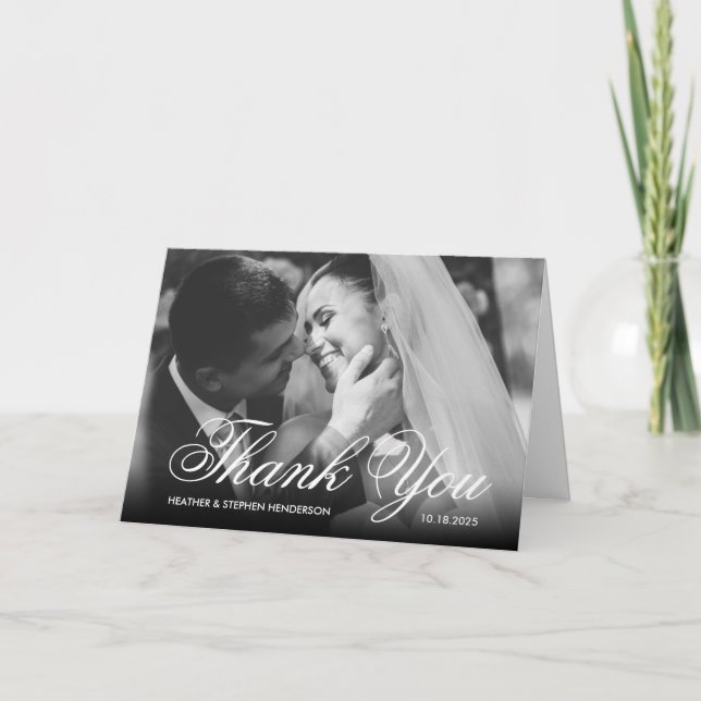 Elegant Formal Fotografs Hochzeit Dankeskarte (Vorderseite)