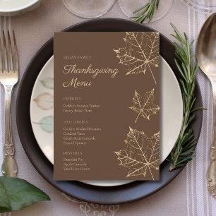 Elégant Formal Gold Leaf Thanksgiving Menu