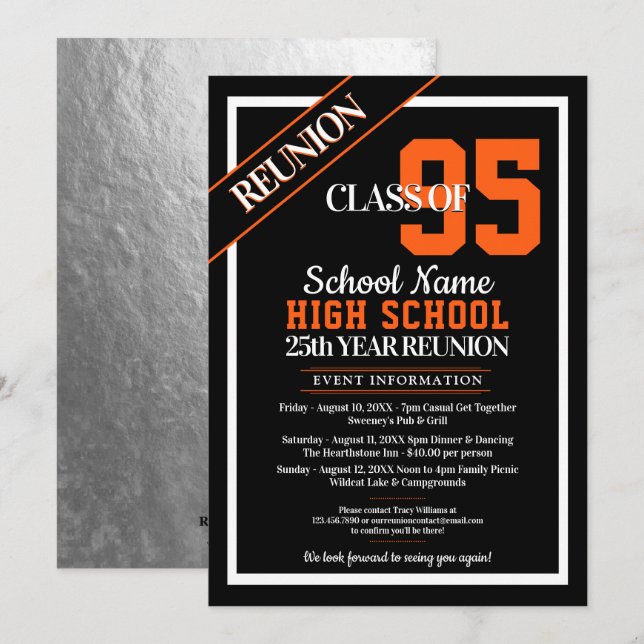 Élégant Formal High School Invitations de Réunion (Devant / Derrière)