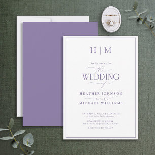 Elegant Formal Lilac Lavender Calligraphy Wedding Einladung