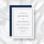 Elegant Formal Navy Blue Wedding Einladung<br><div class="desc">Elegante formelle Hochzeitsfeier</div>