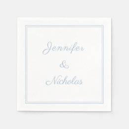Elegant Formal Powder Blue Script Wedding Serviette