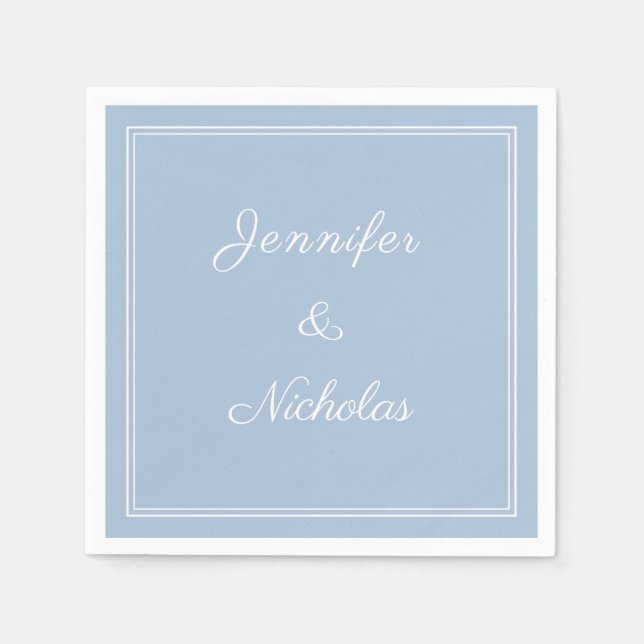 Elegant Formal Powder Blue Script Wedding Serviette (Vorderseite)