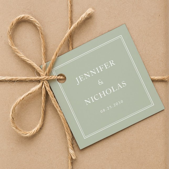 Elegant Formal Sage Green Wedding Geschenkanhänger (Elegant Formal Sage Green Wedding Favor Tags)