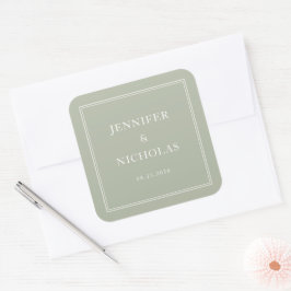 Elegant Formal Sage Green Wedding Quadratischer Aufkleber
