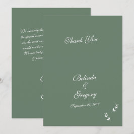 Elegant Formal Sage Olive Green Script Wedding Dankeskarte