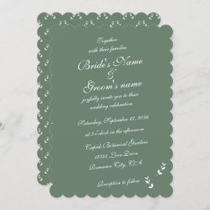 Elegant Formal Sage Olive Green Script Wedding Einladung