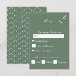 Elegant Formal Sage Olive Green Script Wedding RSVP Karte
