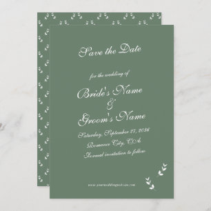 Elegant Formal Sage Olive Green Script Wedding Save The Date