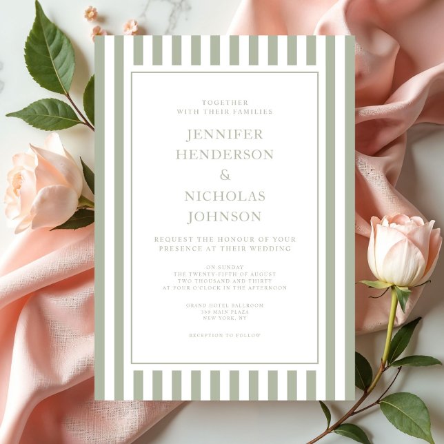 Elegant Formal Stripes Sage Green Wedding Einladung (Elegant Formal Stripes Sage Green Wedding Invitation
)