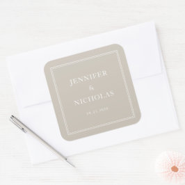 Elegant Formal Taupe Wedding Quadratischer Aufkleber