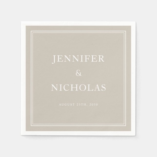 Elegant Formal Taupe Wedding Serviette (Vorderseite)