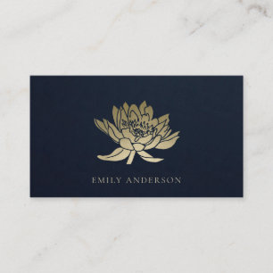 ELEGANT FORMAL TRENDIG NAVYBLAUE FALSCHGOLD LOTUS  VISITENKARTE