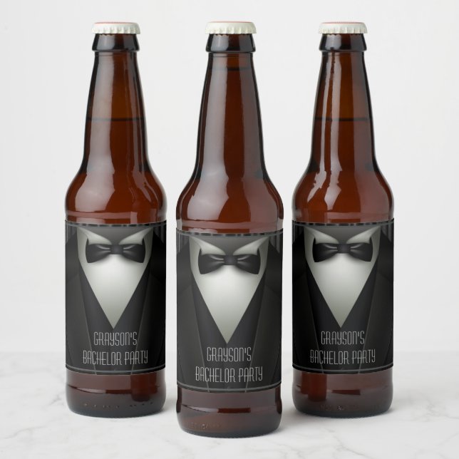 Elegant Formal Tuxedo Bachelor Party Bierflaschenetikett (Flaschen)
